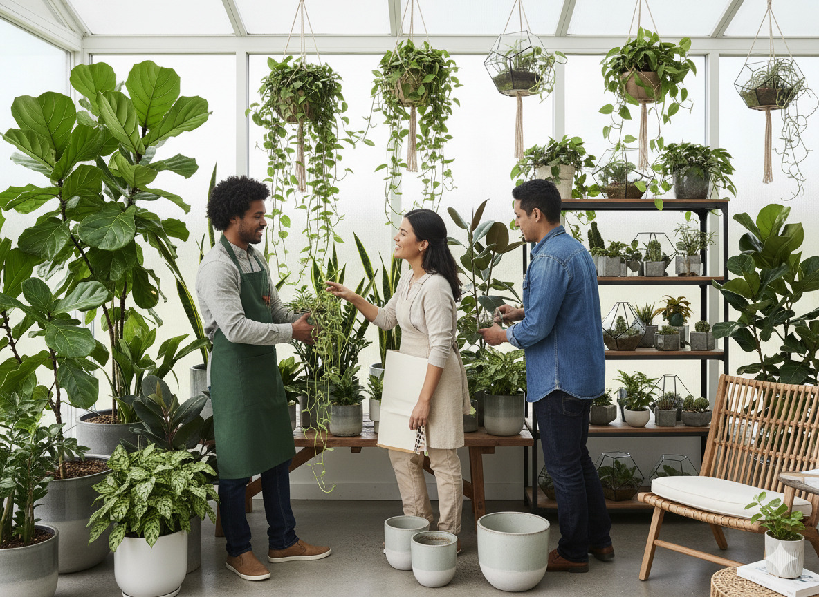 Team selecting plants